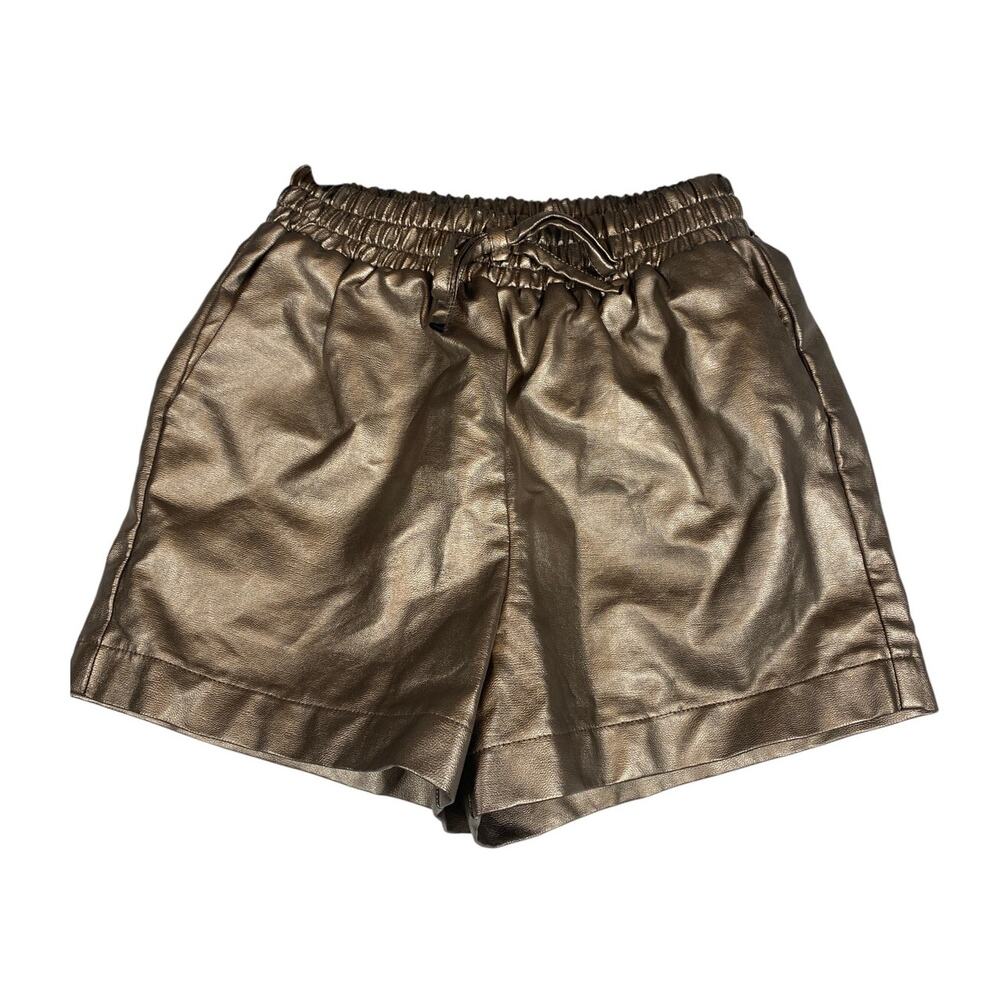 Molly Bracken Elastic Waistband Side pockets  Vegan Leather Highwaist 10Y Shorts